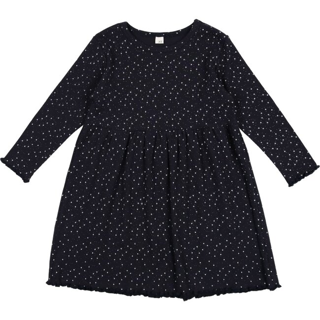 Star Print Dress, Dark Navy - Dresses - 1