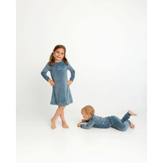 Velour Nightgown, Blue - Nightgowns - 4