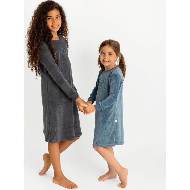 Velour Nightgown, Blue - Nightgowns - 5