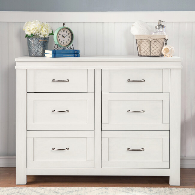 Wesley Farmhouse 6-Drawer Assembled Double Dresser, Heirloom White - Dressers - 2