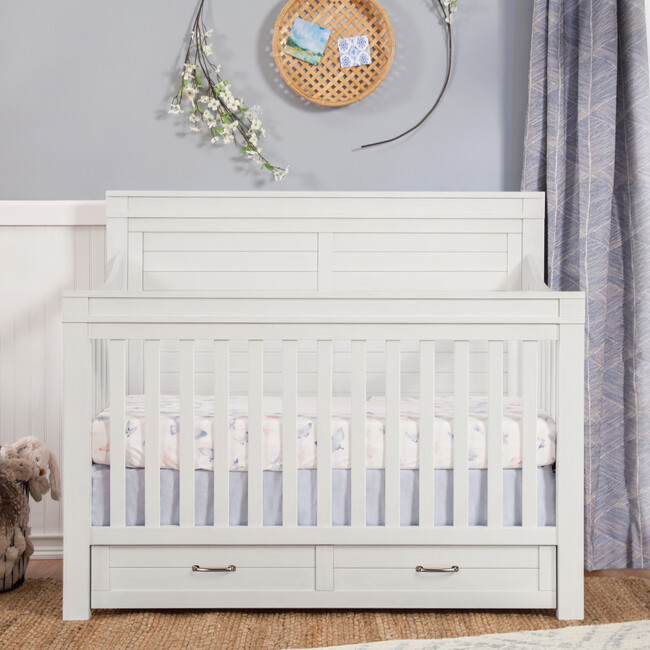 Wesley Farmhouse 4-in-1 Convertible Storage Crib, Heirloom White