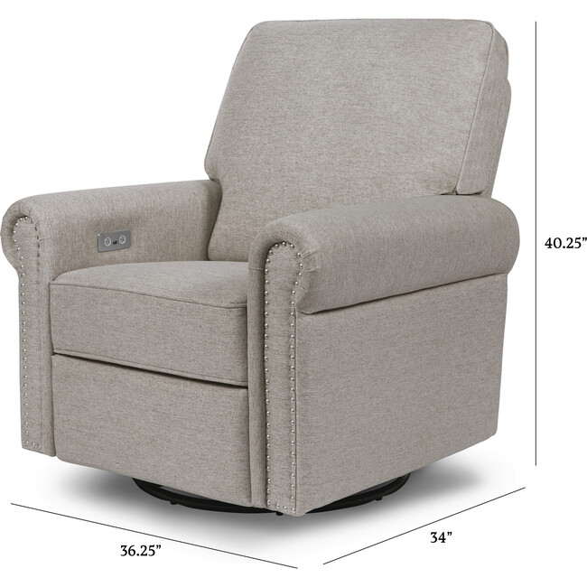 Linden Electronic Recliner and Swivel Glider, Performance Grey Eco-Weave - Nursery Chairs - 4