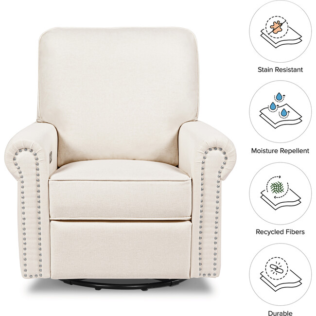 Linden Electronic Recliner and Swivel Glider, Performance Cream Eco-Weave - Nursery Chairs - 6