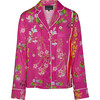 Women's Botanical Print Pajama Shirt, Pink Floral - Pajamas - 1 - thumbnail