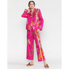 Women's Botanical Print Pajama Shirt, Pink Floral - Pajamas - 3