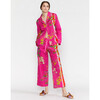 Women's Botanical Print Pajama Shirt, Pink Floral - Pajamas - 5