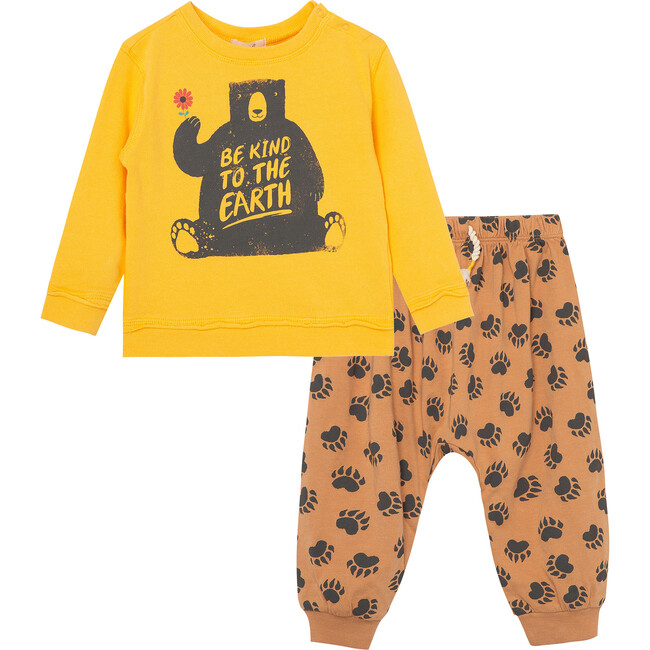 The Nature Conservancy X Peek Bear In Woods Pant Set, Yellow