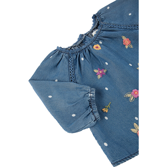 Embroiderey And Dots Pant Set, Indigo - Mixed Apparel Set - 3