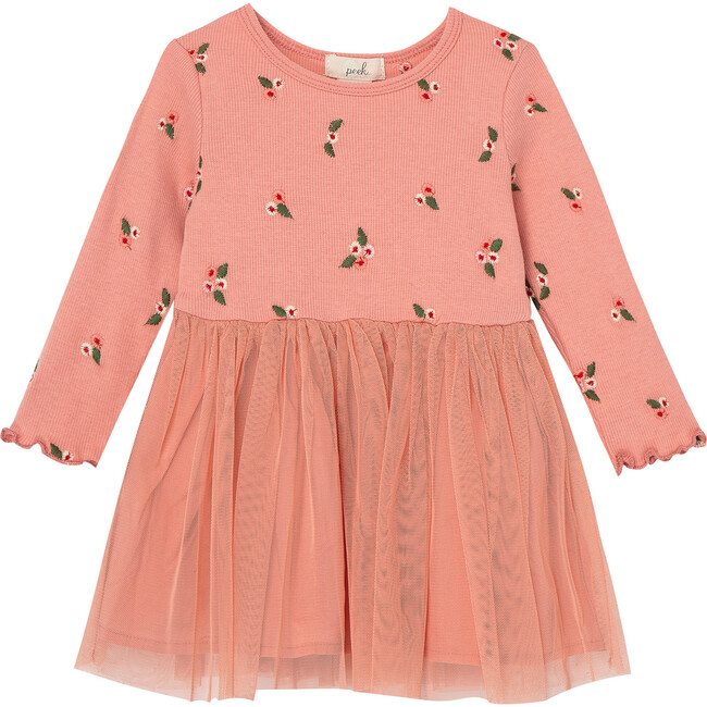 Floral Schiffli Tulle Dress, Pink