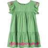 Flutter Sleeve Embroidered Dress, Green - Dresses - 1 - thumbnail