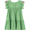 Flutter Sleeve Embroidered Dress, Green - Dresses - 2 - thumbnail