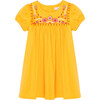 Embroidered Yoke Dress, Yellow - Dresses - 1 - thumbnail