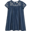 Embroidered Dress, Indigo - Dresses - 1 - thumbnail