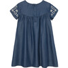 Embroidered Dress, Indigo - Dresses - 2