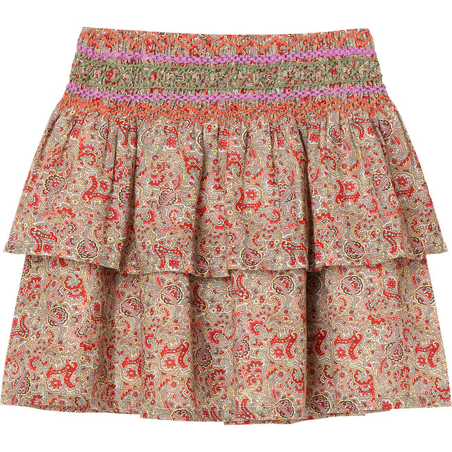 Smocked Floral Skirt, Print