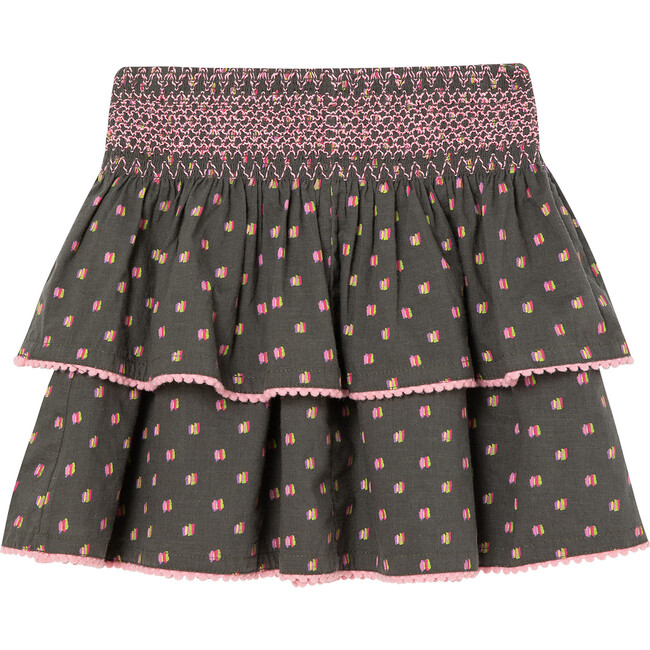 Smocked Pixie Skirt, Grey