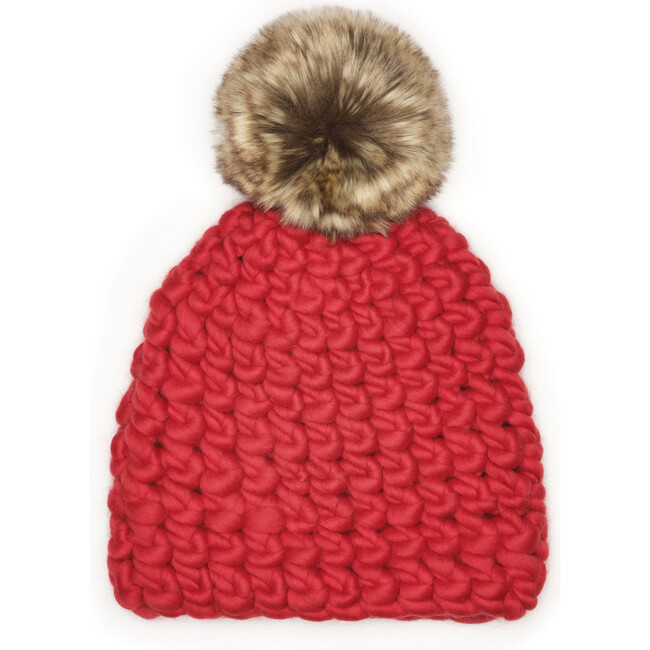 Kids Beanie Pomster, Red