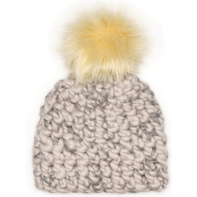Kids Beanie Pomster, Pewter/Grey Mix Blend