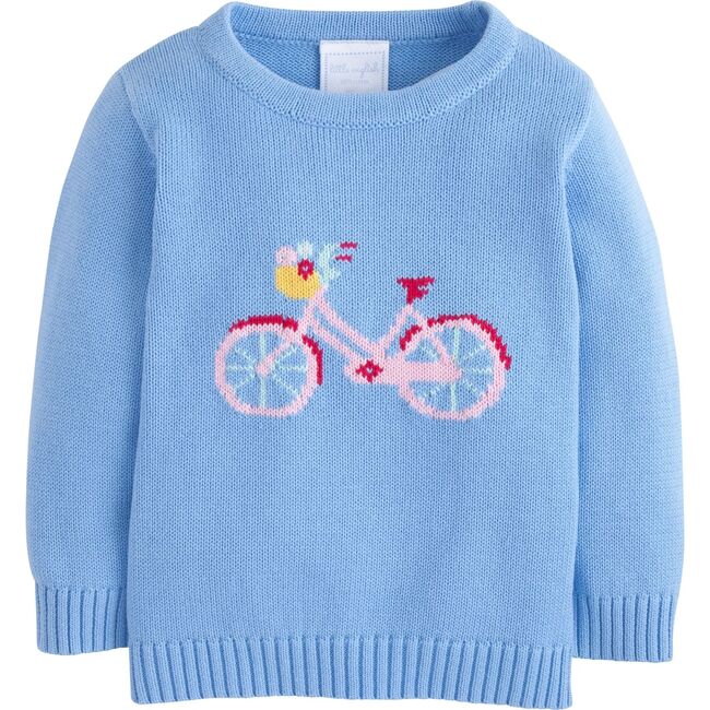 Vintage Bicycle Intarsia Sweater, Blue - Sweaters - 1