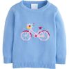 Vintage Bicycle Intarsia Sweater, Blue - Sweaters - 1 - thumbnail
