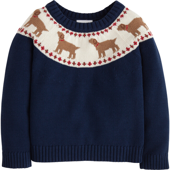 Chocolate Lab Fair Isle Sweater, Navy - Cardigans - 1