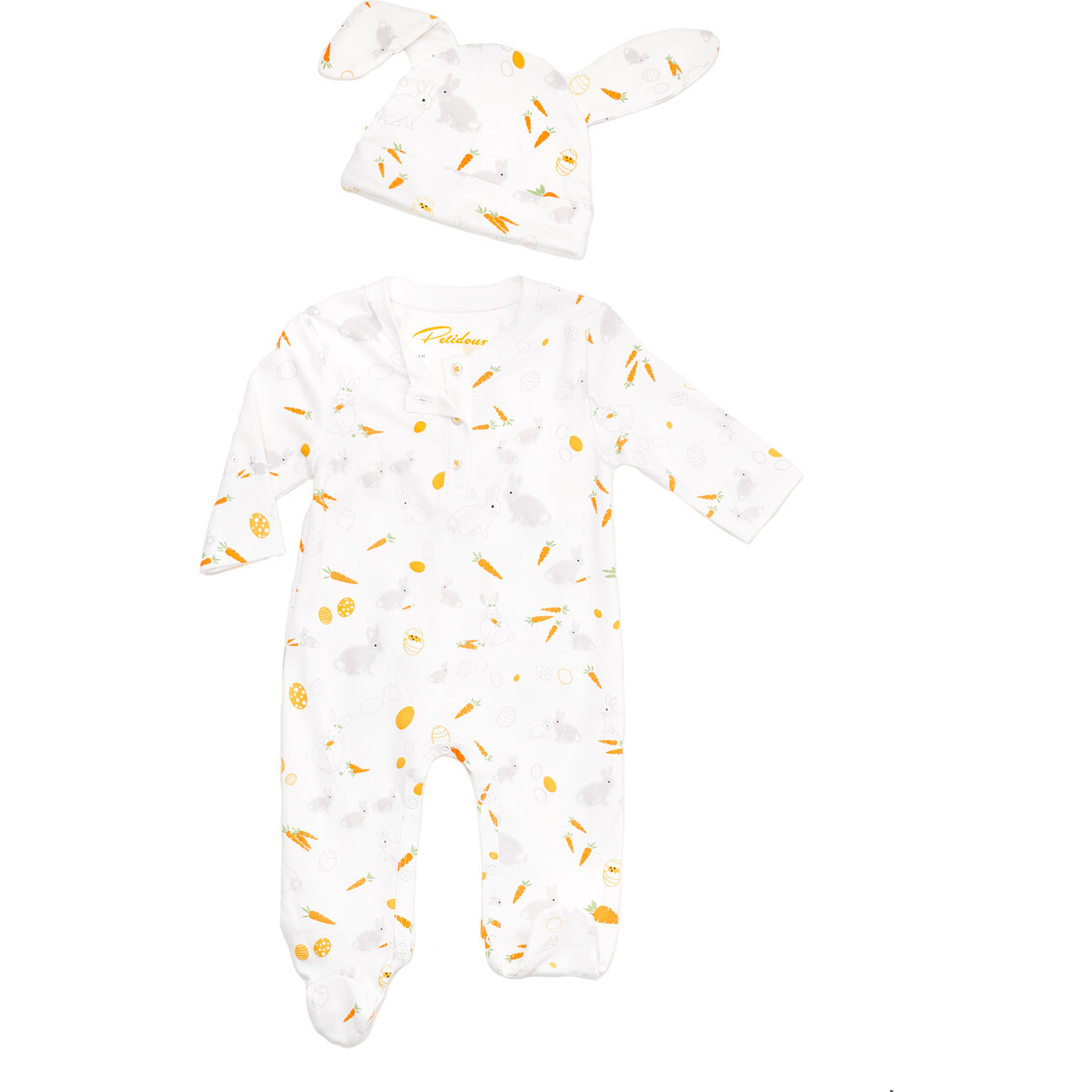 Easter Onesie & Hat, Bunnies & Carrots - Pajamas - 1