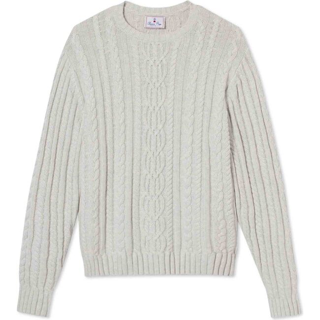 Adult Fishers Cable Knit Sweater, Light Heather Grey