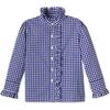 Ginny Ruffle Front Button Down, Royal Blue Gingham - Shirts - 1 - thumbnail