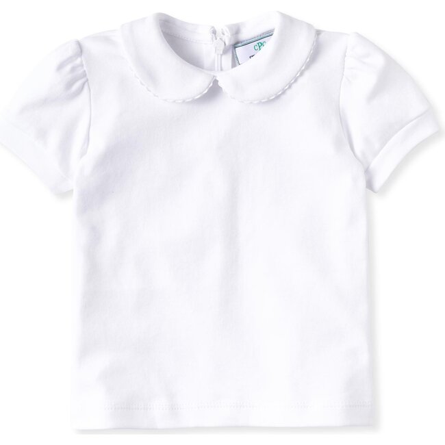 Short Sleeve Isabelle Peter Pan Shirt, White with White Ric Rac - Shirts - 1