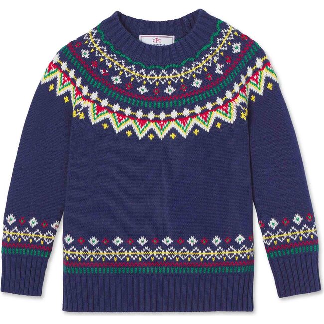 Riley Fair Isle Pullover, Blue Ribbon - Sweaters - 1