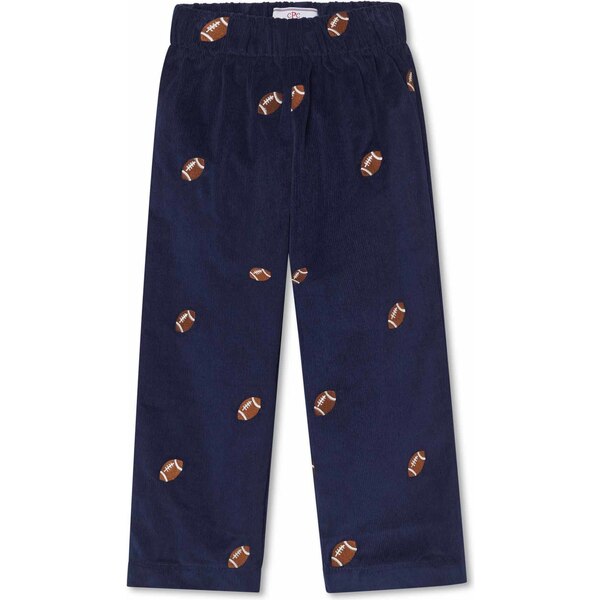 Myles Pant, Medieval Blue With Footballs - Classic Prep Pants | Maisonette