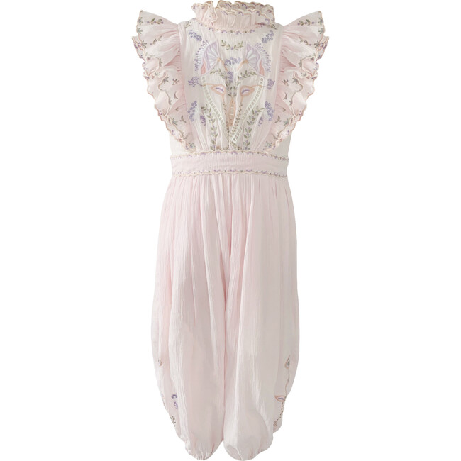 River Crinkle Embroidery Jumpsuit, Ballet Pink - Jumpsuits - 1