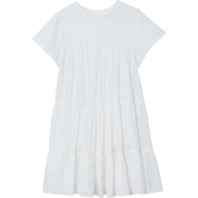 Grace 3 Tier T-Shirt Dress, White - Dresses - 1