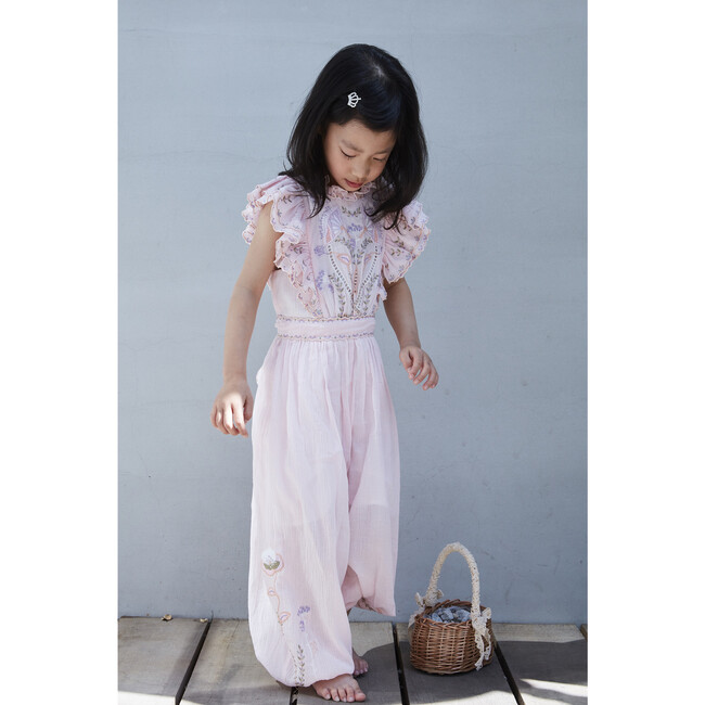 River Crinkle Embroidery Jumpsuit, Ballet Pink - Rompers - 3