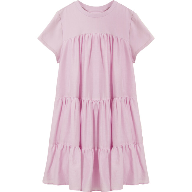 Grace 3 Tier T-Shirt Dress, Pink Tulle - Dresses - 1