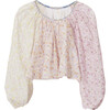 Juliet Bubble Long Sleeve Crop Top, Multicolor - Blouses - 1 - thumbnail