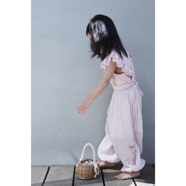 River Crinkle Embroidery Jumpsuit, Ballet Pink - Rompers - 4