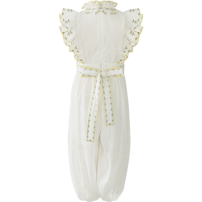 River Crinkle Embroidery Jumpsuit, White - Rompers - 5