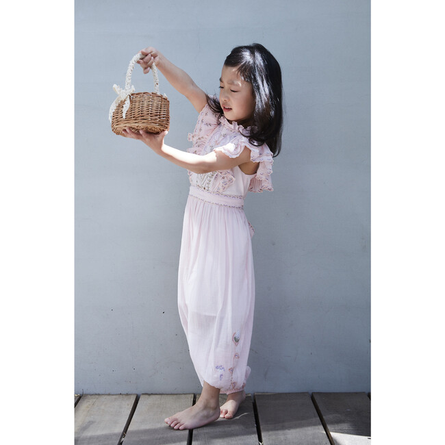 River Crinkle Embroidery Jumpsuit, Ballet Pink - Rompers - 5