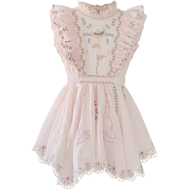Audrey Crinkle Embroidery Dress, Ballet Pink