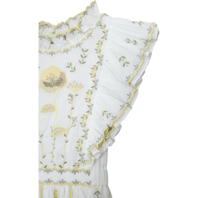 Audrey Crinkle Embroidery Dress, White - Dresses - 3
