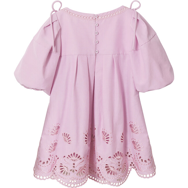 Anita Balloon Sleeve Broderie Mini Dress, Pink Tulle - Dresses - 6