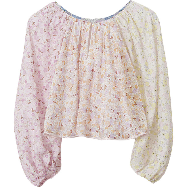 Juliet Bubble Long Sleeve Crop Top, Multicolor - Blouses - 7