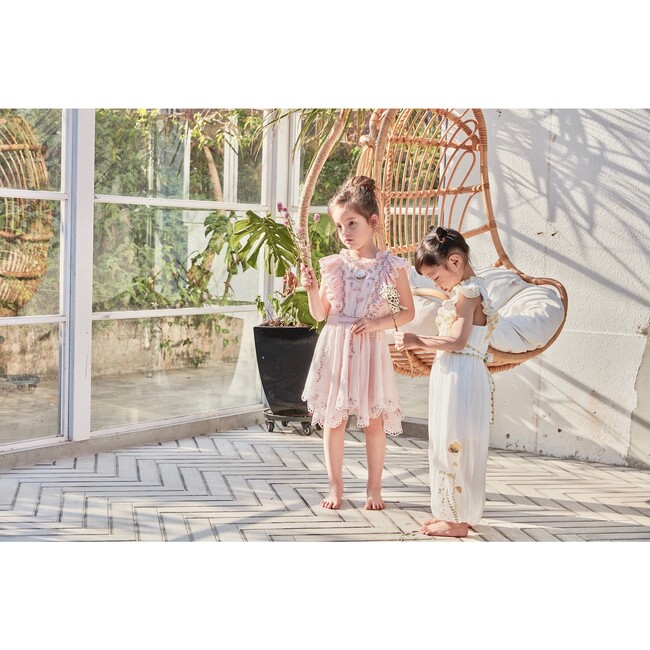 Audrey Crinkle Embroidery Dress, Ballet Pink - Dresses - 5