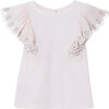 Anne Flare Sleeve Embroidery T-Shirt, Ballet Pink - Tees - 1 - thumbnail