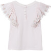 Anne Flare Sleeve Embroidery T-Shirt, Ballet Pink - Tees - 2 - thumbnail