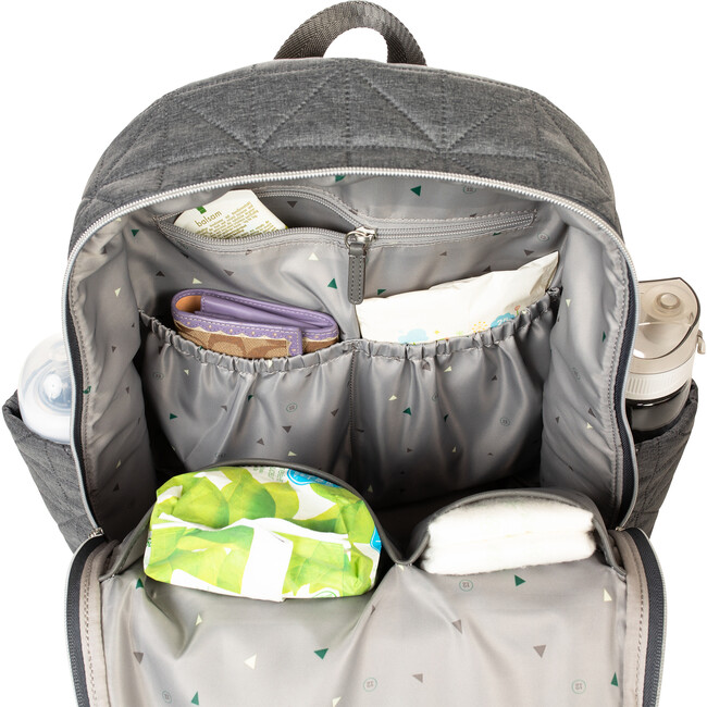 Quilted Companion Diaper Backpack, Grey
