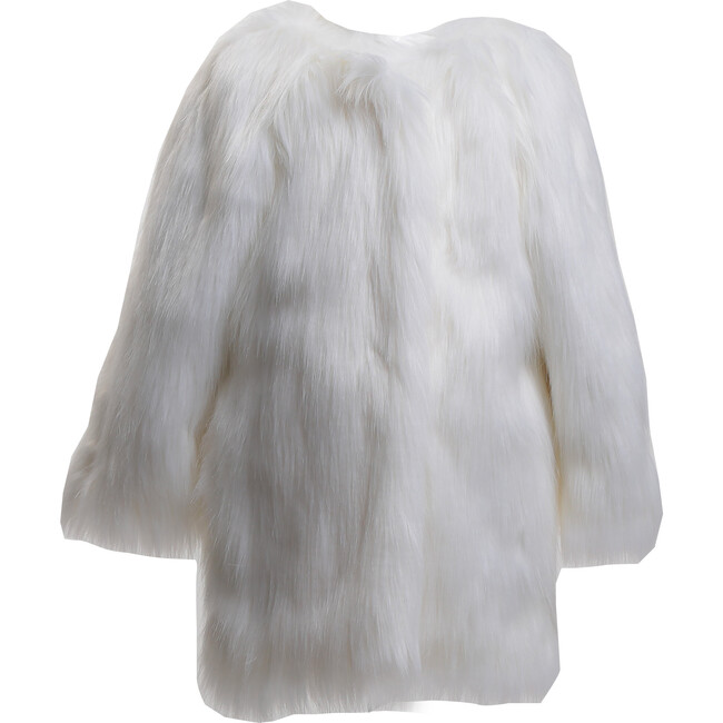 Faux Fur Coat, White - Coats - 1