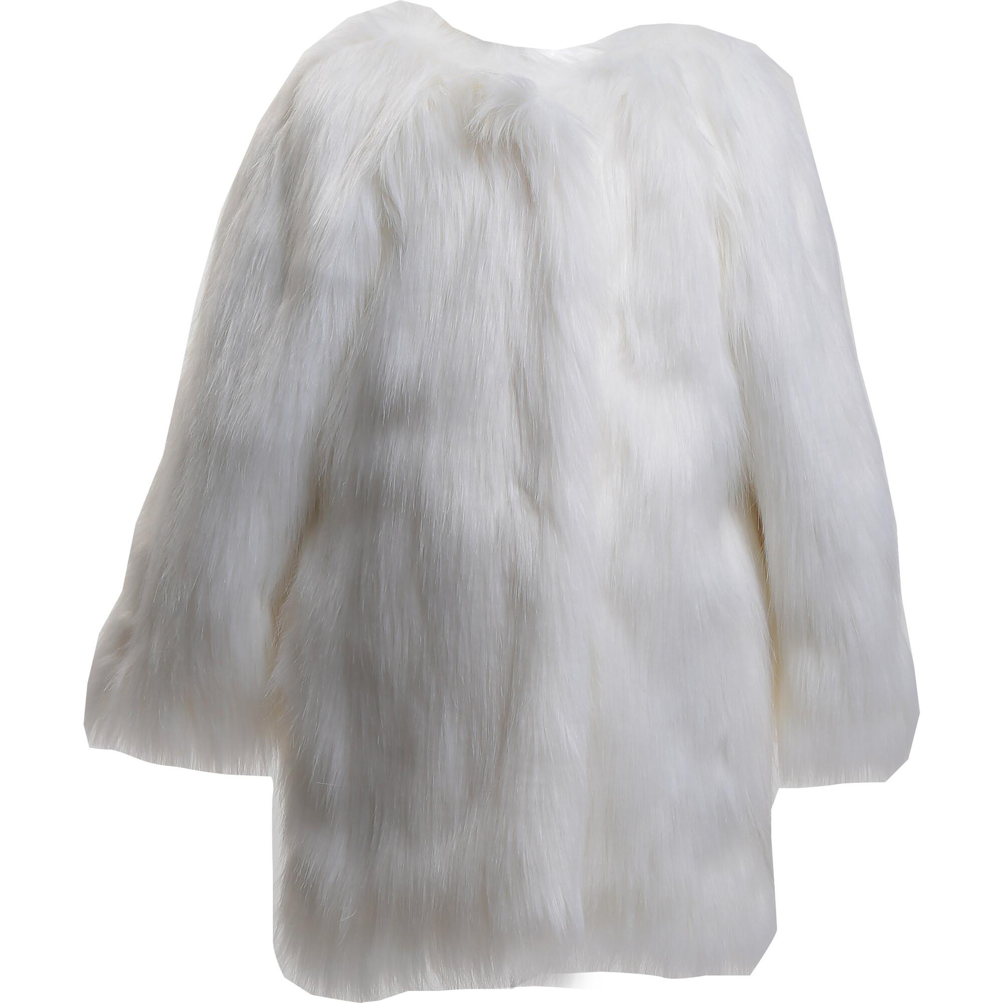 Faux Fur Coat, White - Coats - 1