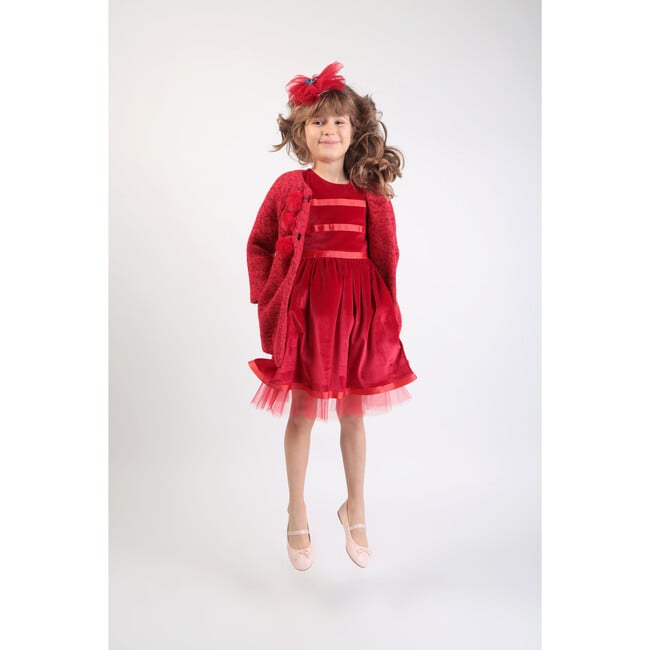 Velvet Party Dress, Red - Dresses - 4